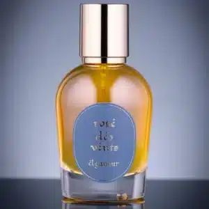 Parfum Rose des vents Elganaur dans un flacon en verre avec étiquette bleue