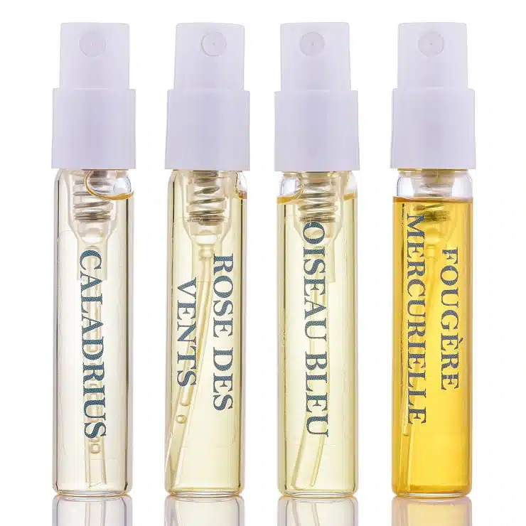 Coffret découverte parfums Elganaur avec échantillons Caladrius Rose des vents Oiseau bleu et Fougère mercurielle