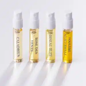 Échantillons de parfums Elganaur Caladrius Rosé des vents Oiseau bleu et Fougère mercurielle