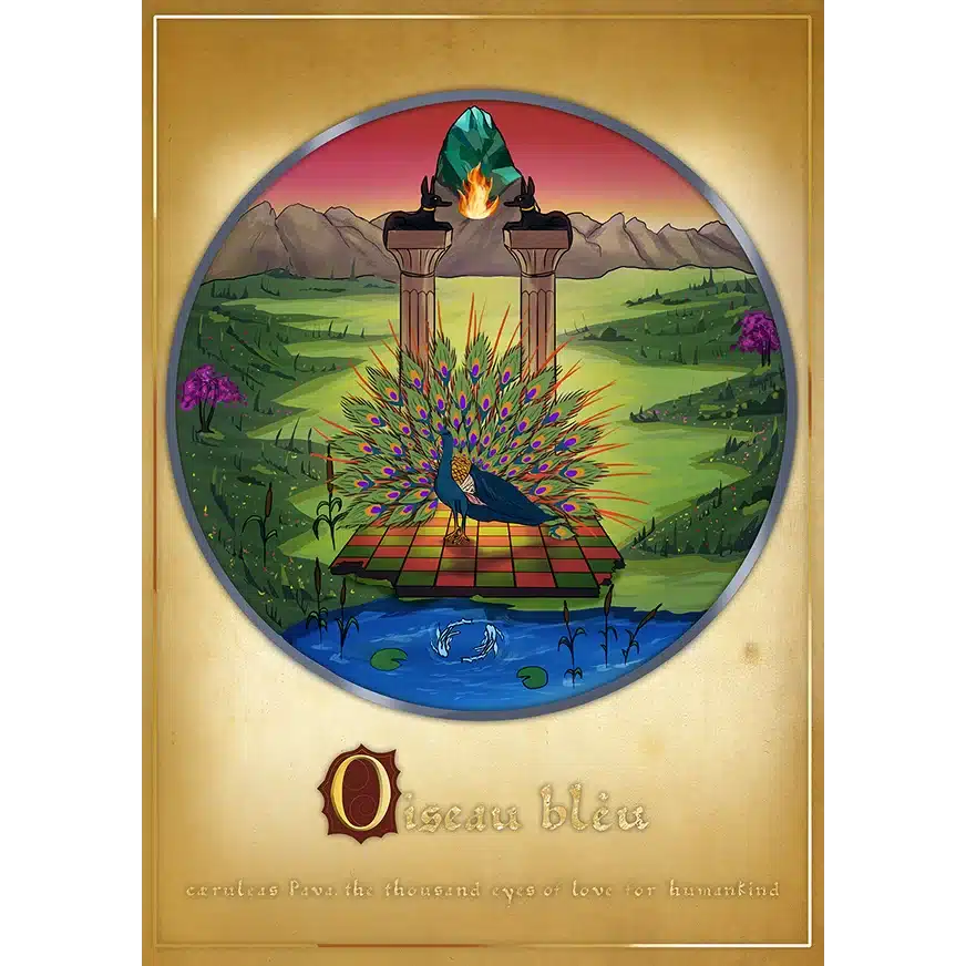 Oiseau bleu fragrance by Elganaur, botanical artisanal perfume from Switzerland inspired by the peacock and the imaginal world.