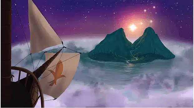 Illustration d’un horizon sacré évoquant la quête spirituelle et l’univers symbolique des parfums sacrés