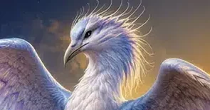 Le Caladrius, oiseau mythique blanc symbole de renaissance, de guérison et de lumière dans la tradition alchimique.
