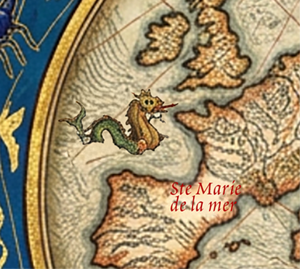 Le Léviathan représenté sur la carte symbolique de la rose des vents.