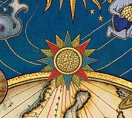 Étoile cardinale de la rose des vents symbolisant l'orientation spirituelle entre le ciel et la terre.