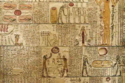 Scène égyptienne illustrant les rites d’embaumement dans l’Égypte antique